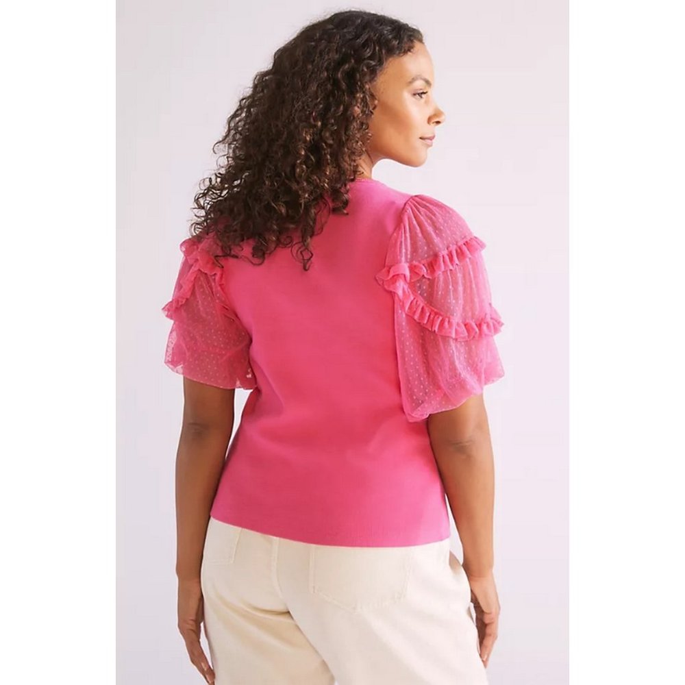 💗 NEW Anthropologie Pink Maeve Ruffled Top 2X - Picture 3 of 6